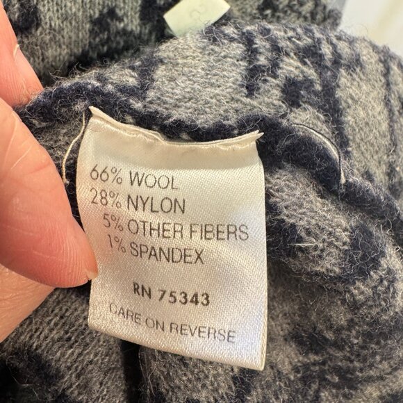 A. Ida Size Small Wool Blend Blue and Gray Pattern Cardigan Sweater - Picture 6 of 8